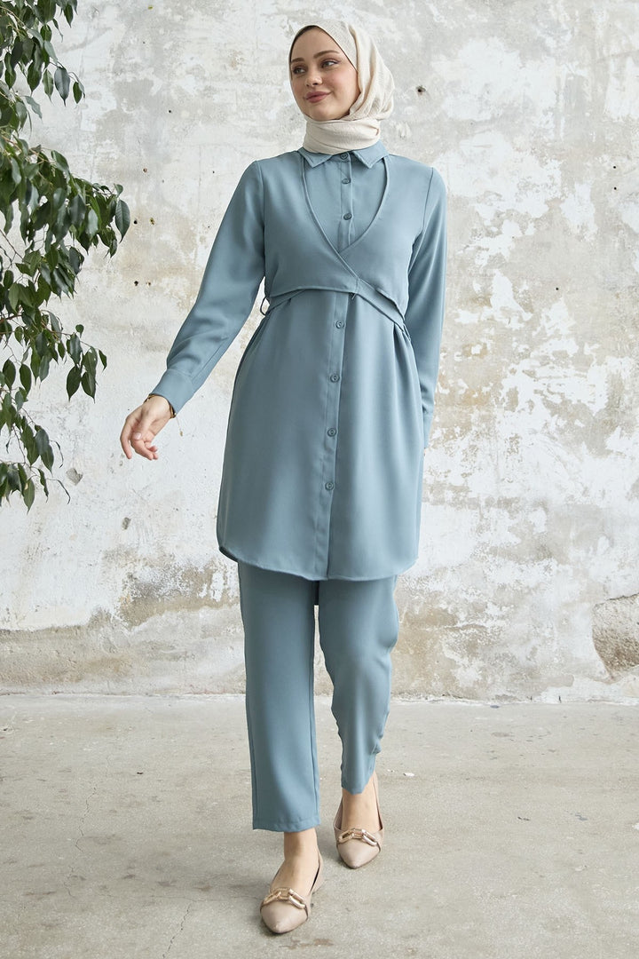 MDS Women Front Tie Two Piece Set - Mint - Haverstraw
