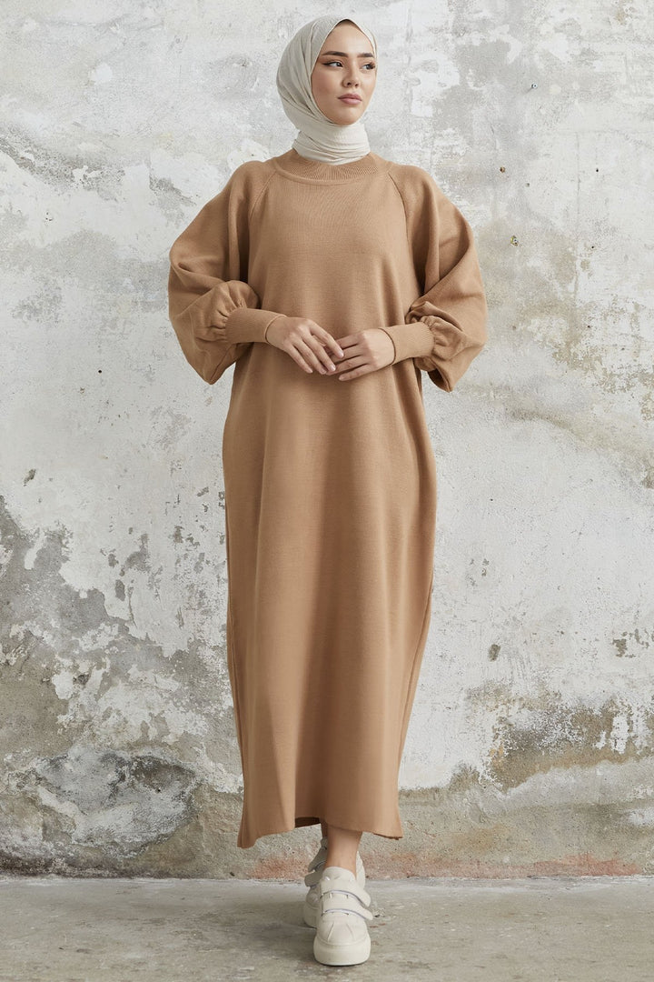 MDS Women Mina Balloon Sleeve Knit Dress - Milky Coffee - Cumbernauld