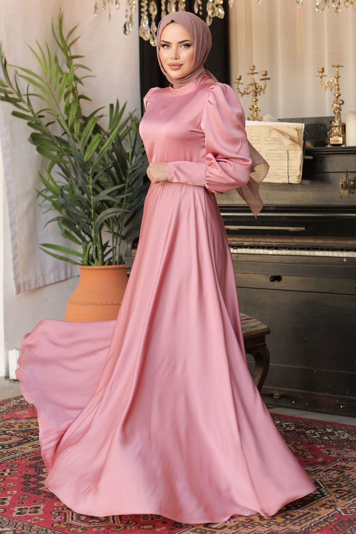 MDS Women Satin Dress with Zippered Sleeve End Rose Dry - Halton Hills