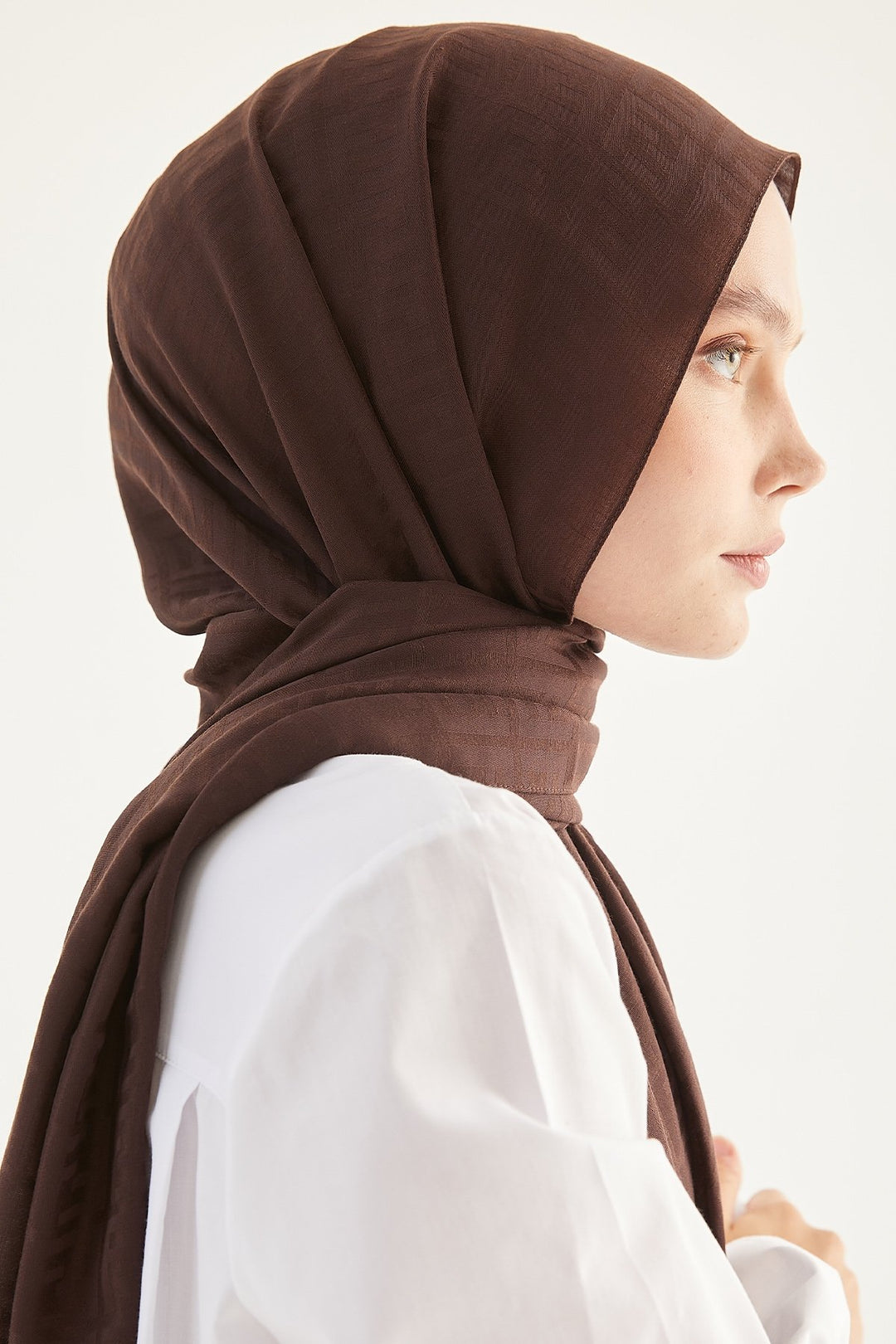 MDS Women Handwoven Jacquard Cotton Scarf - Bitter Coffee - Abbotsford