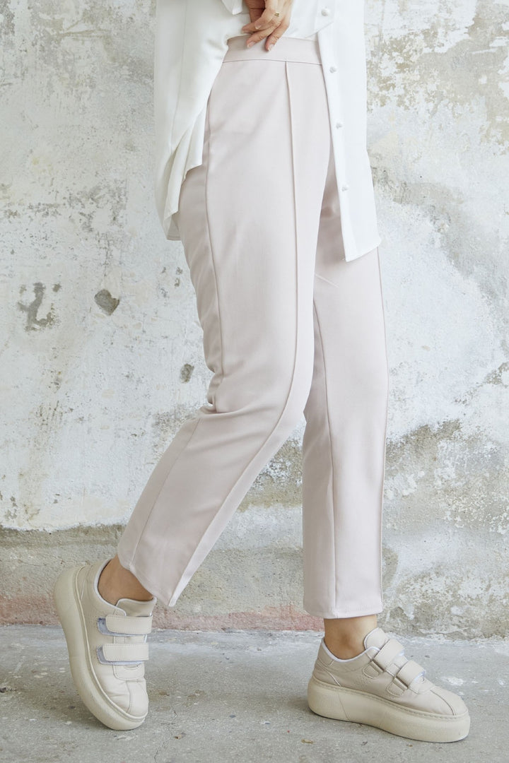 MDS Women Waist Zippered Chino Pants - Stone - La Rinconada