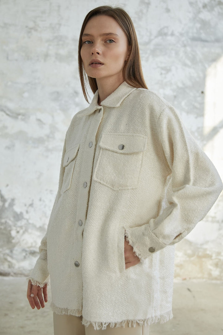MDS Women Tassel Detail Button-Up Shirt - White - Clarksville