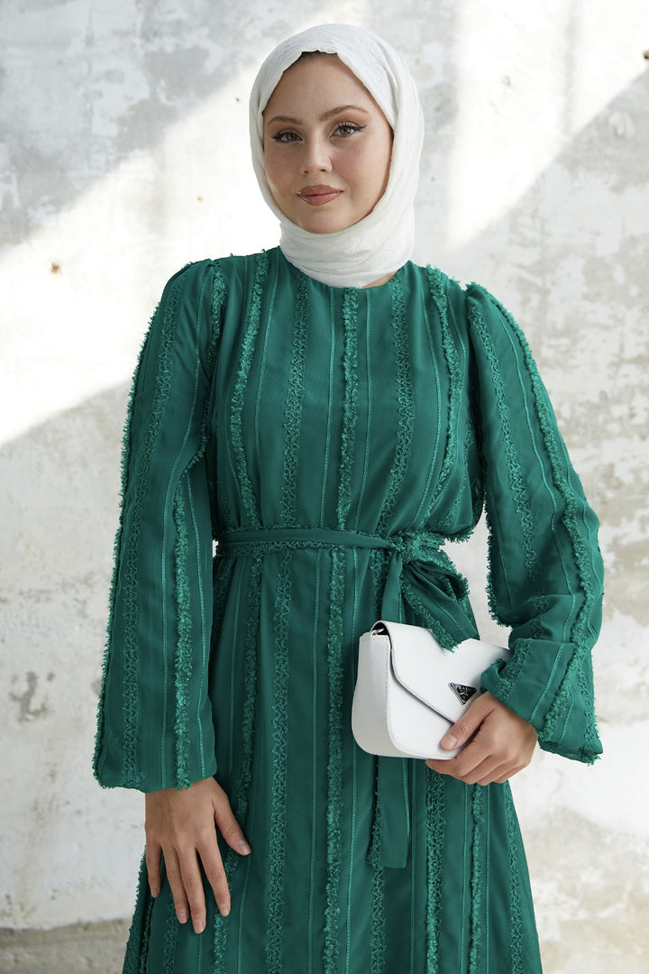 MDS Women Full-Length Chiffon Dress - Emerald Green - Las Delicias
