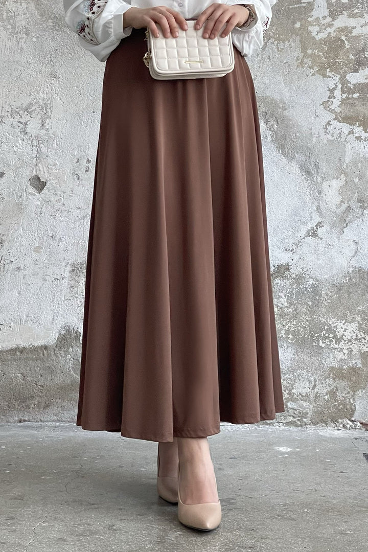 MDS Women Elastic Waist Scuba Skirt - Tan - Vilvoorde