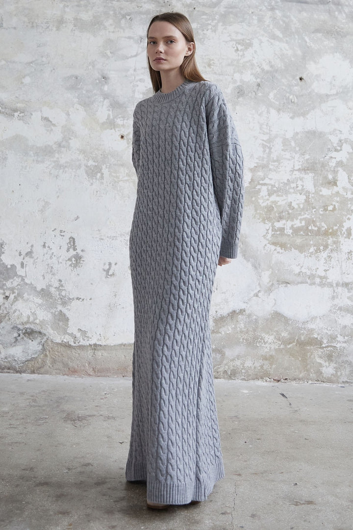 MDS Women Everly Knitted Patterned Sweater Dress - Gray - Xico