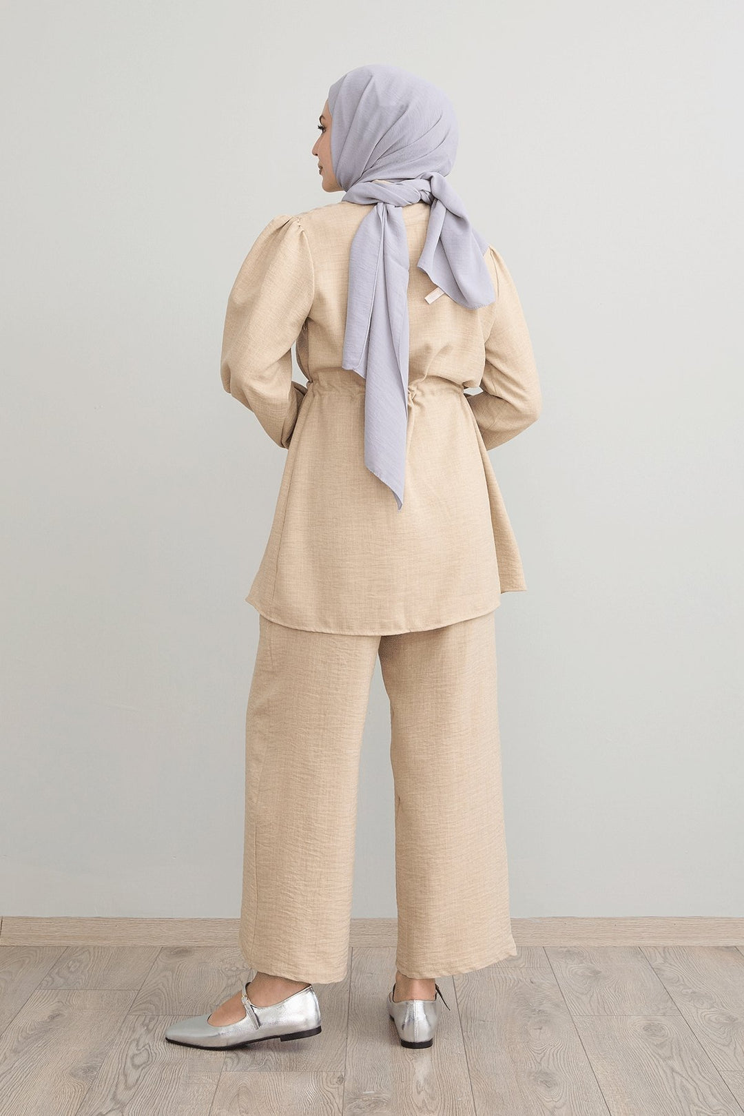 MDS Women Tunnel Arched Beige Linen Suit - Orsha