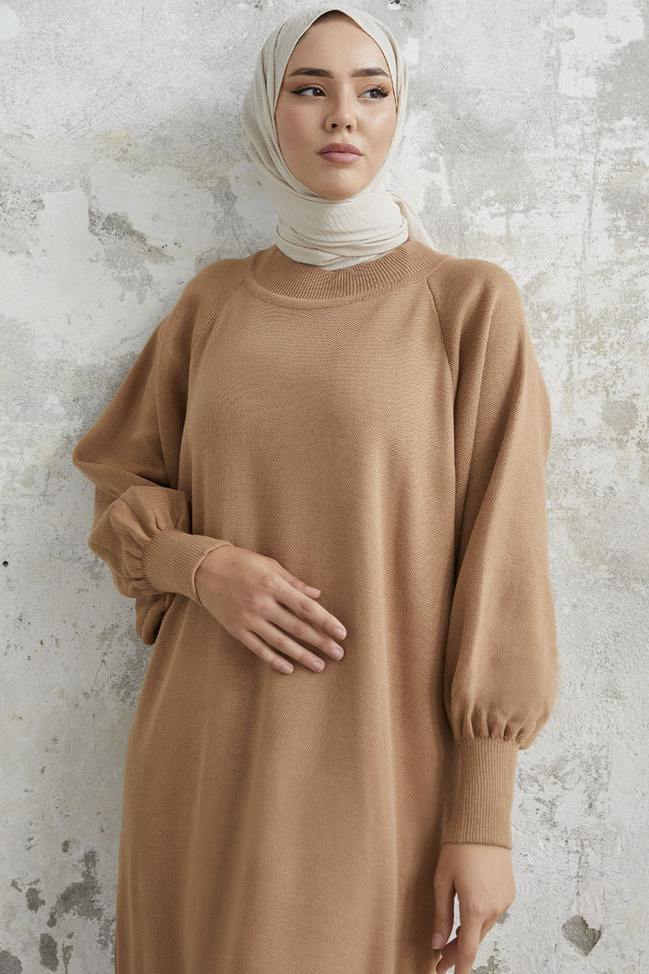 MDS Women Mina Balloon Sleeve Knit Dress - Milky Coffee - Cumbernauld