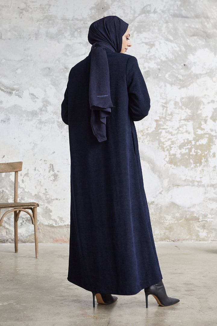 MDS Women Levina Secret Snap Abaya - Navy Blue - Montclair
