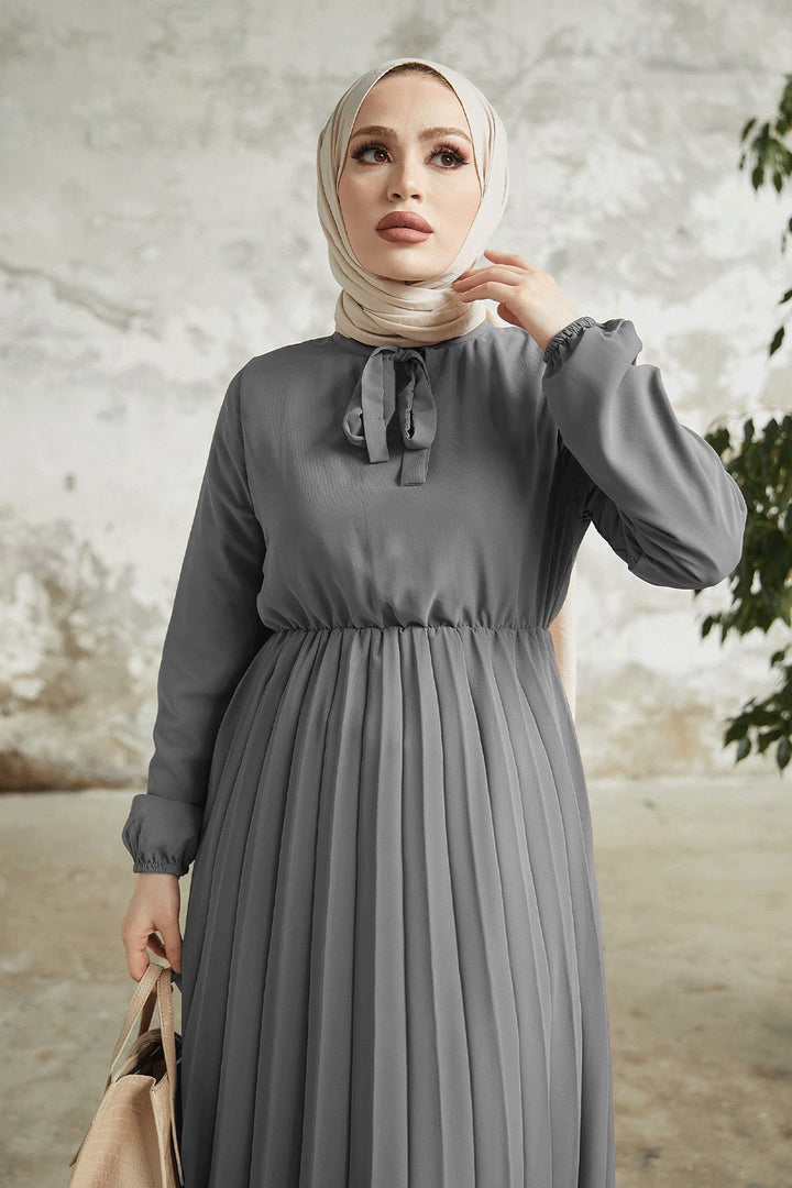 MDS Women Pleated Limelda Chiffon Dress - Anthracite - Wood Buffalo