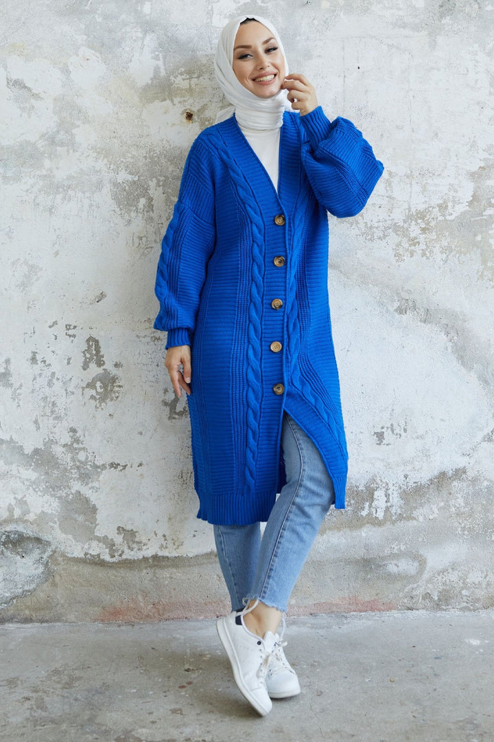 MDS Women Evia Buttoned Knit Cardigan - Sky Blue - Parma