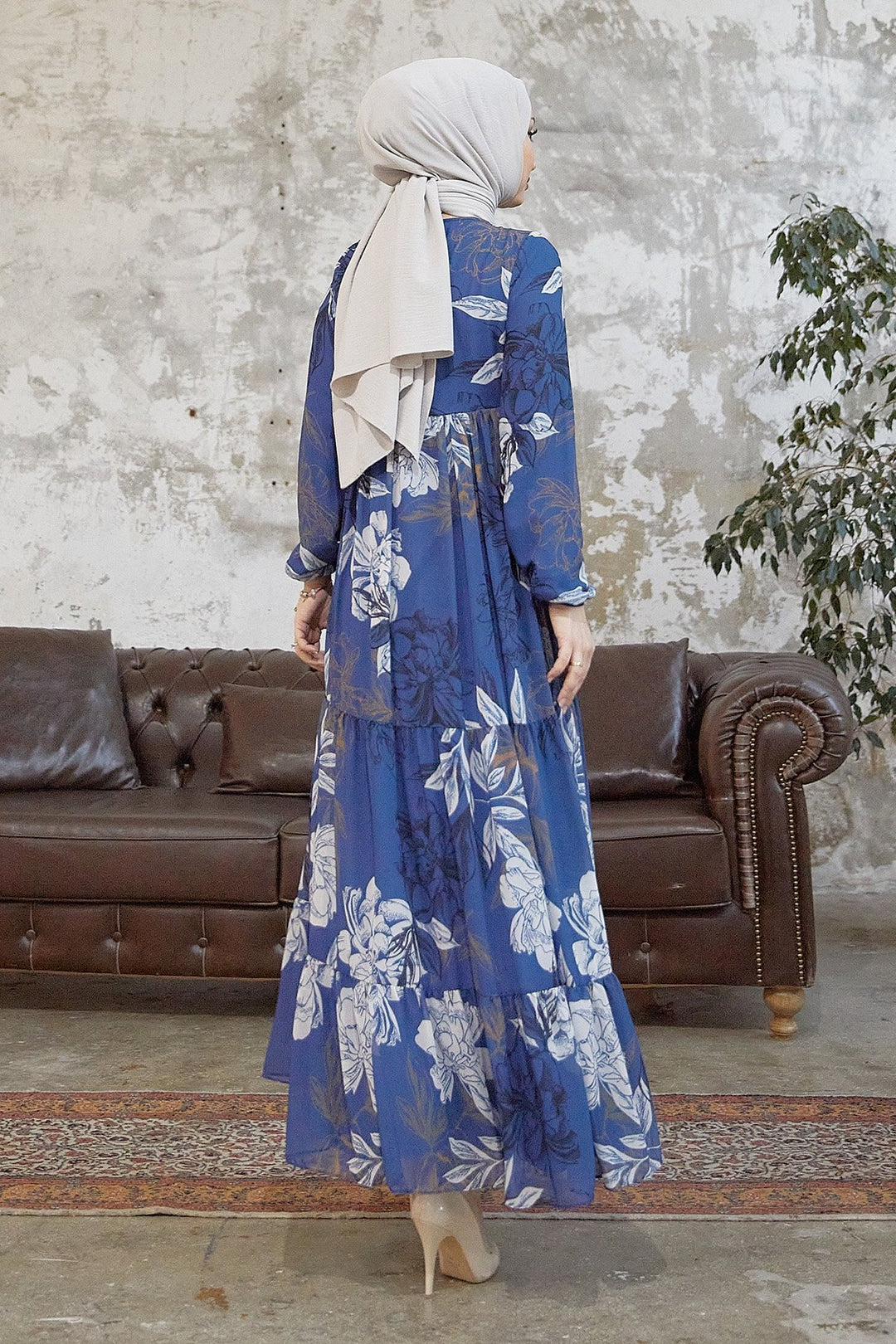 MDS Women Jalya Collar Buttoned Chiffon Dress - Indigo - Zinacantepec