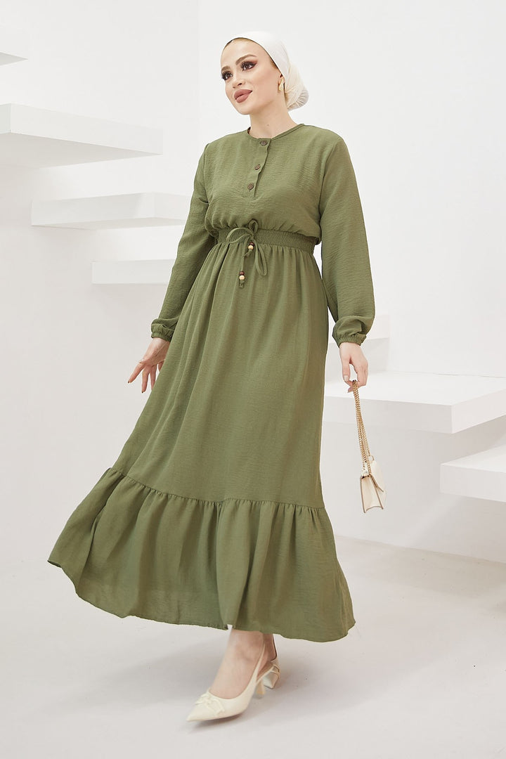 MDS Women Tena Beli Elastic Waist Dress - Khaki - Xánthi