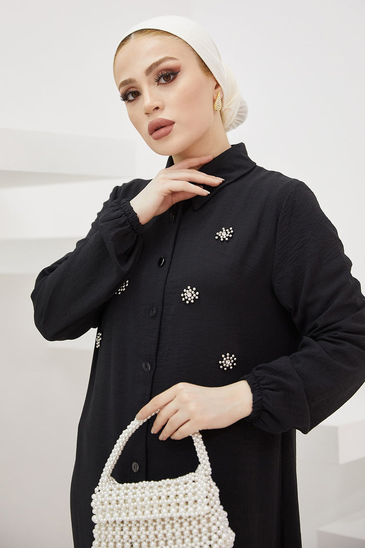 MDS Women Pearl-Embroidered Ayrobin Set - Black - Cottage Grove