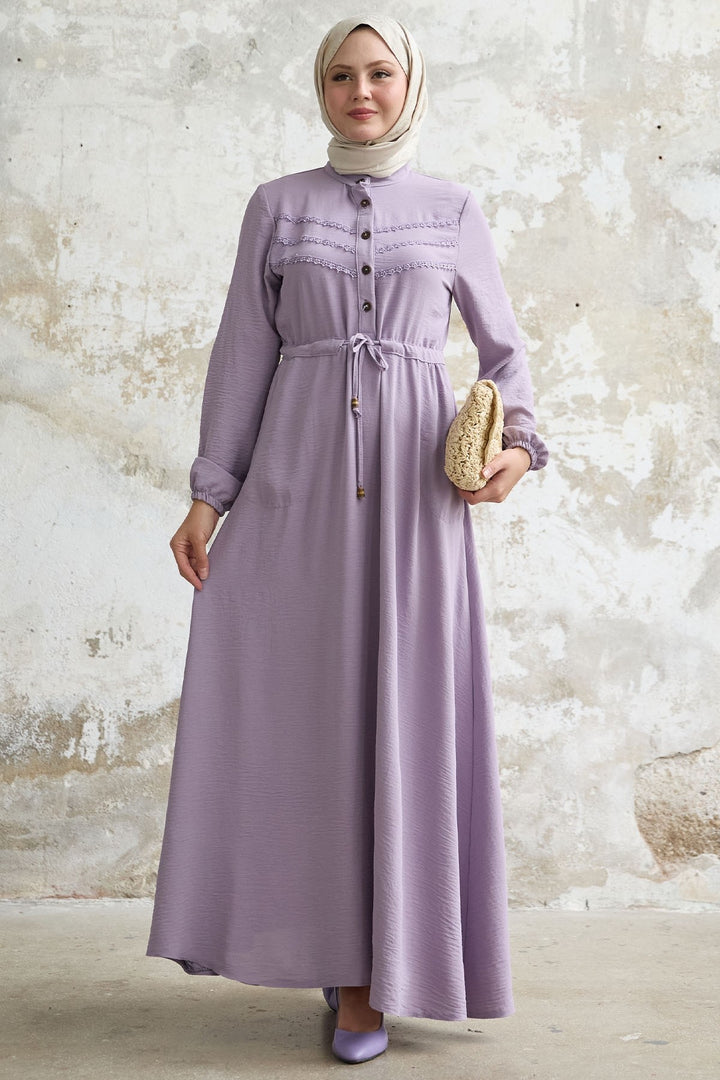 MDS Women Guipure Detail Lilac A-line Dress - San Donà di Piave