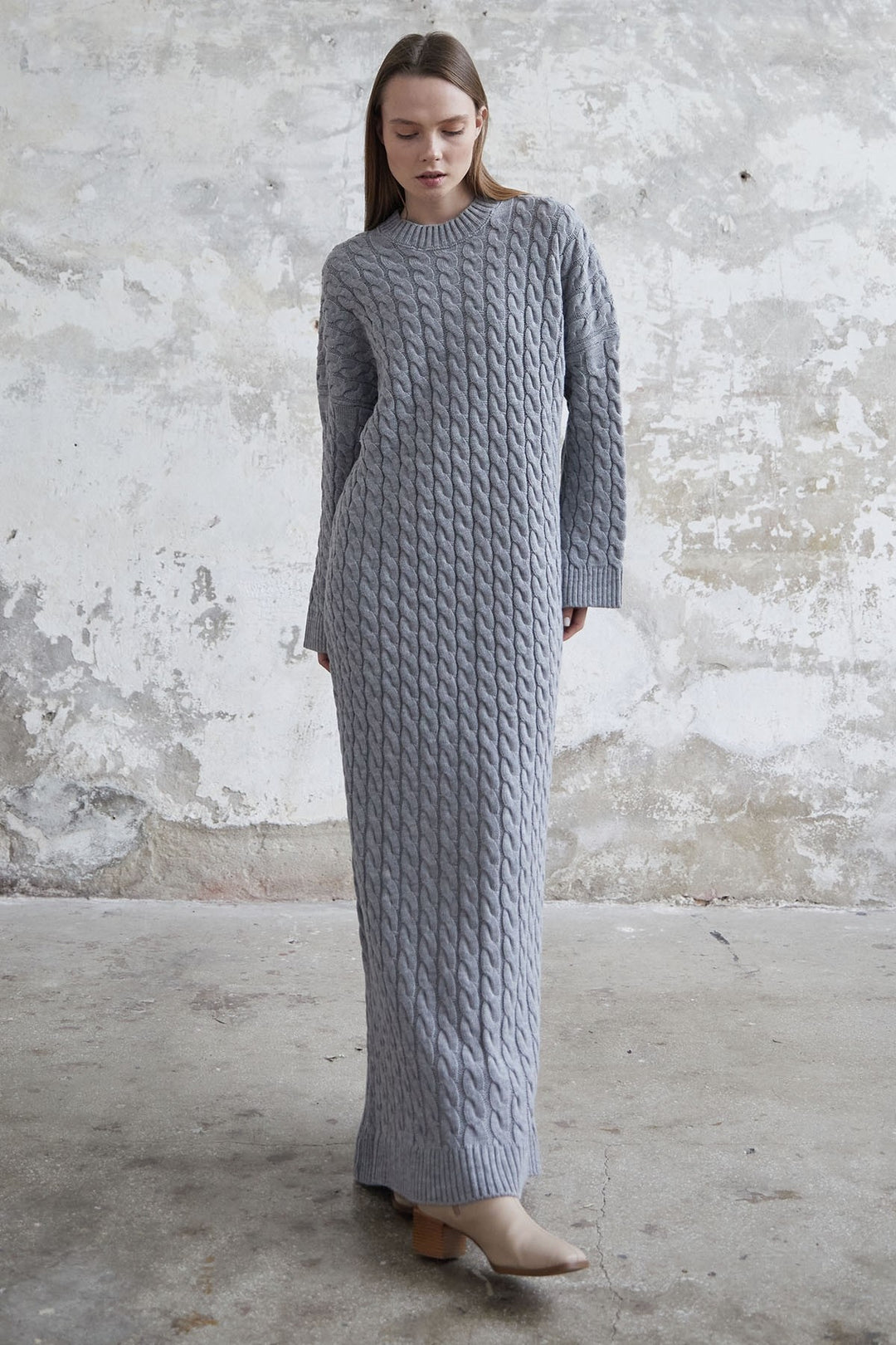 MDS Women Everly Knitted Patterned Sweater Dress - Gray - Xico