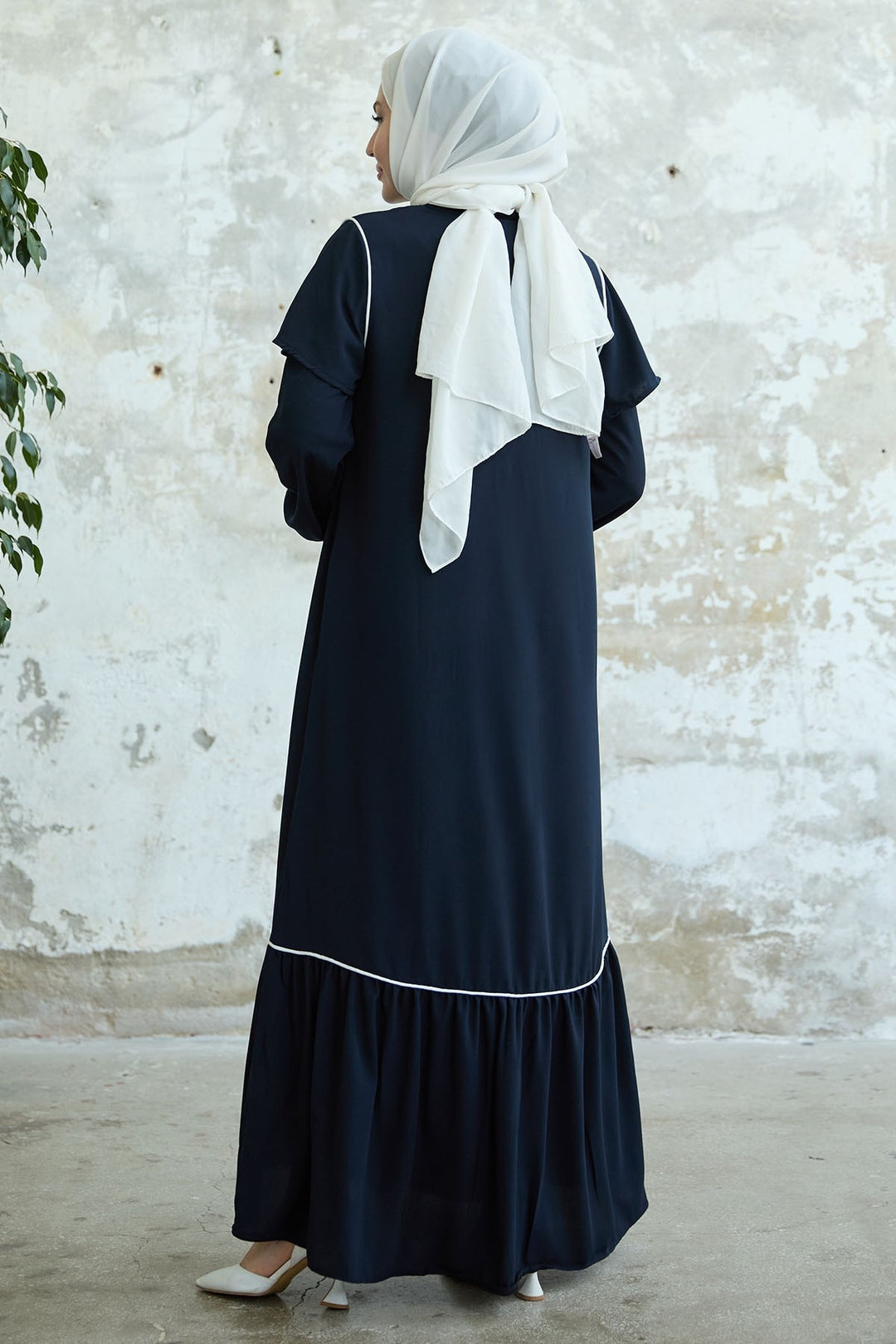 MDS Women Navy Blue Coat with Arm Detail and Belt - Stryi