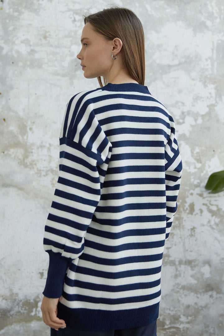 MDS Women Molya Striped Knit Tunic - Navy - Oak Lawn