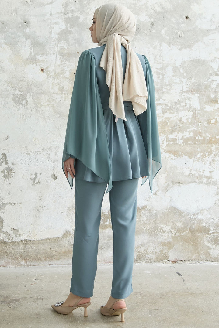 MDS Women Stone-Accented Tulle Crepe Set - Mint - Westfield