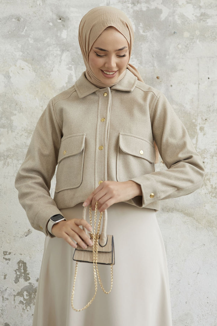 MDS Women Liesa Cover Pocketed Cashmere Jacket - Beige - Marcq-en-Baroeul