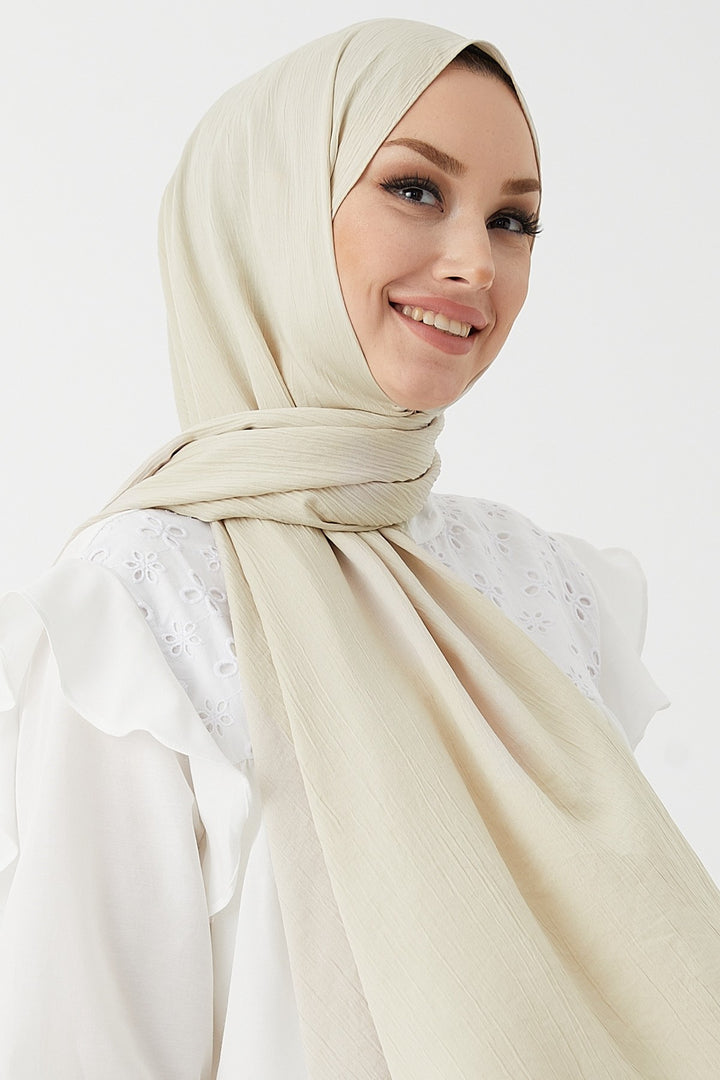 MDS Women Mica Crinkle Silk Shawl - Stone - Durham