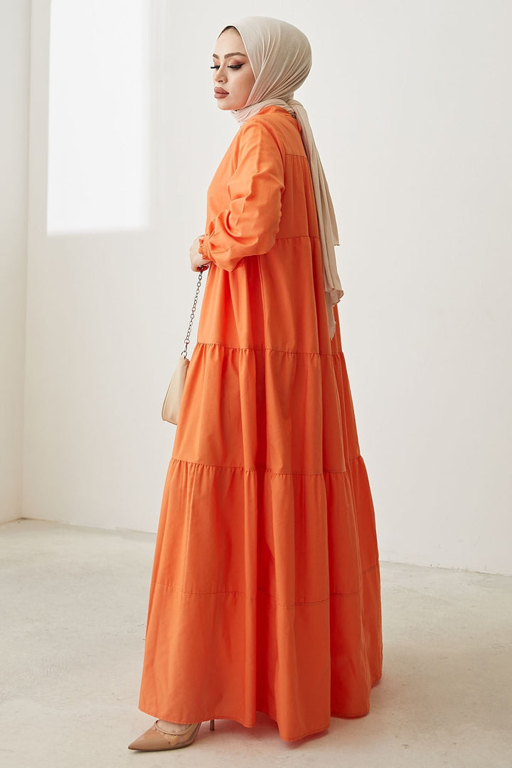 MDS Women Single Layer Detail Loose Dress - Orange - Kampen