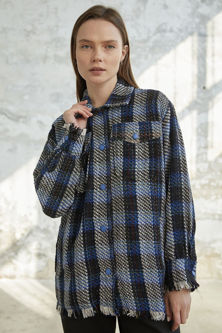 MDS Women Tassel Detail Button-Up Shirt - Blue - Wythenshawe