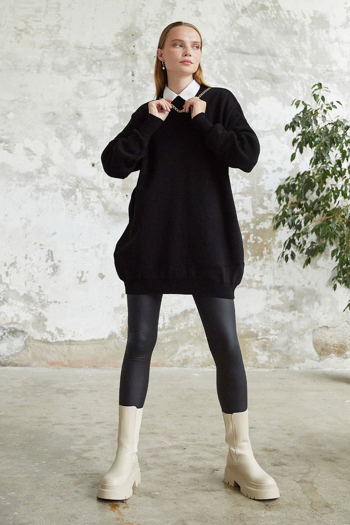 MDS Women Greenhouse Chain Detailed Knit Sweater - Black - New Braunfels