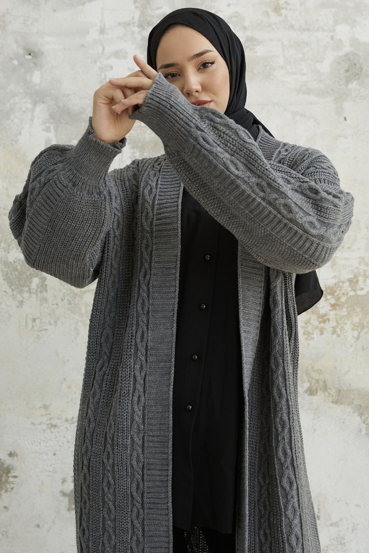 MDS Women Molly Chain Pattern Knit Cardigan - Anthracite - North Miami