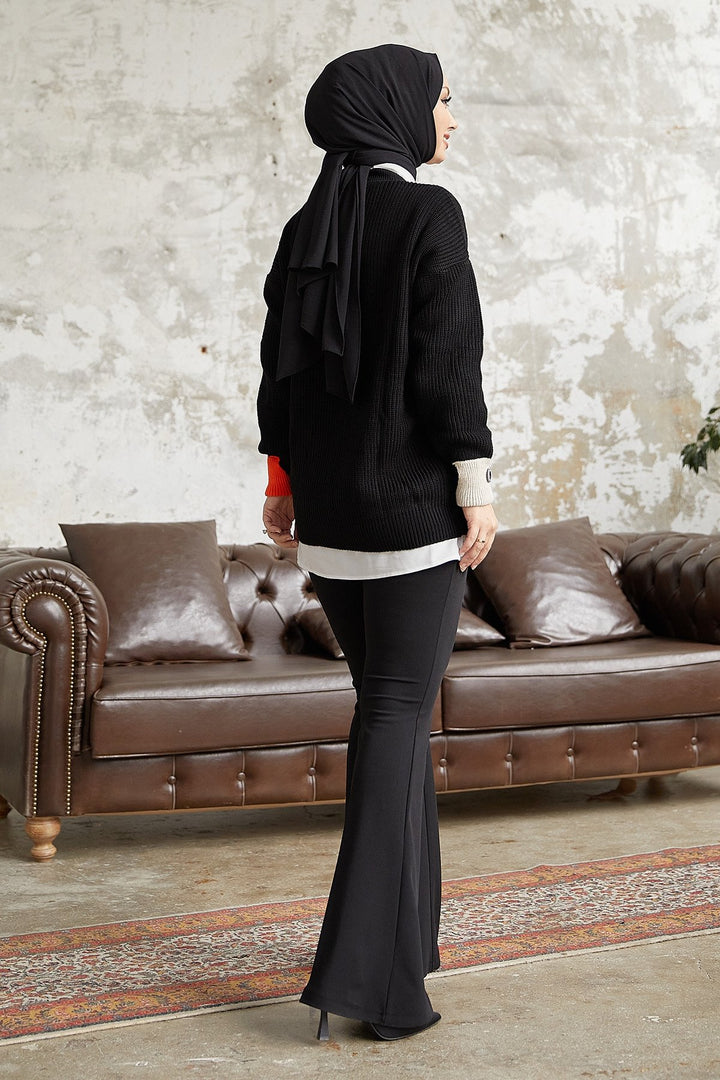 MDS Women Buttoned Pocket and Sleeve Knit Cardigan - Black - Waterloo