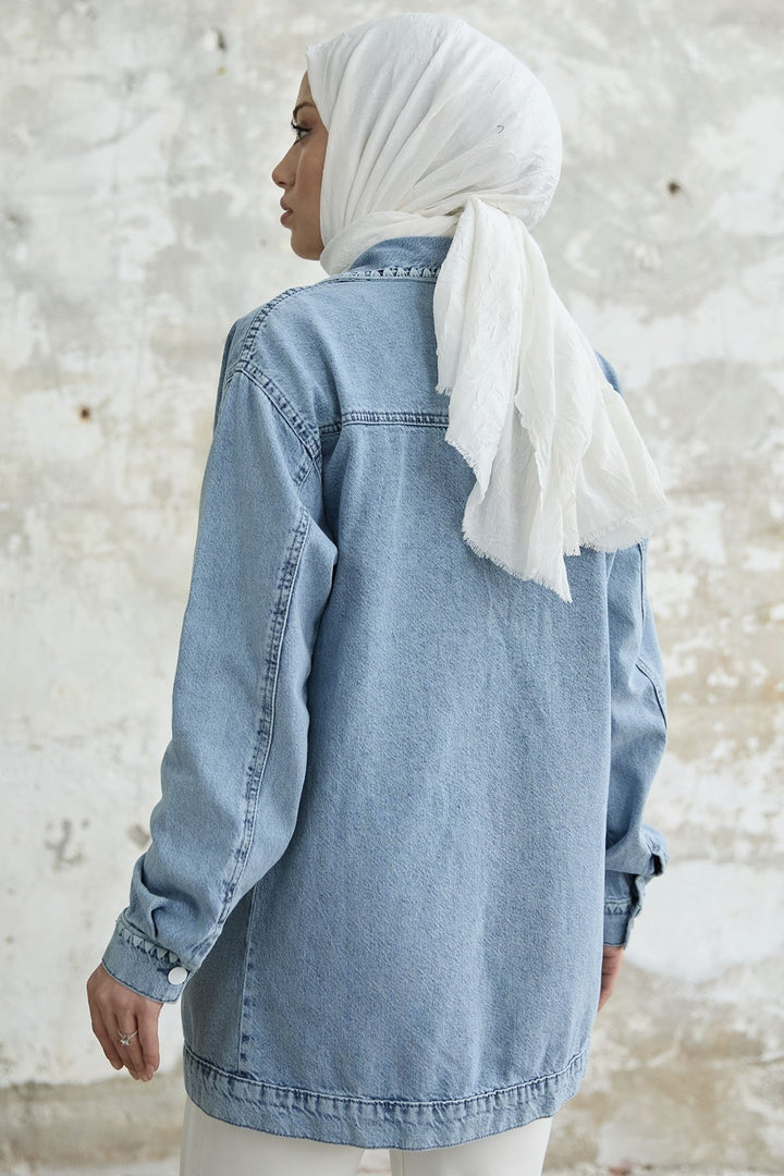 MDS Women Denim Jacket with Flap Pockets - Blue - Mantes-la-Jolie
