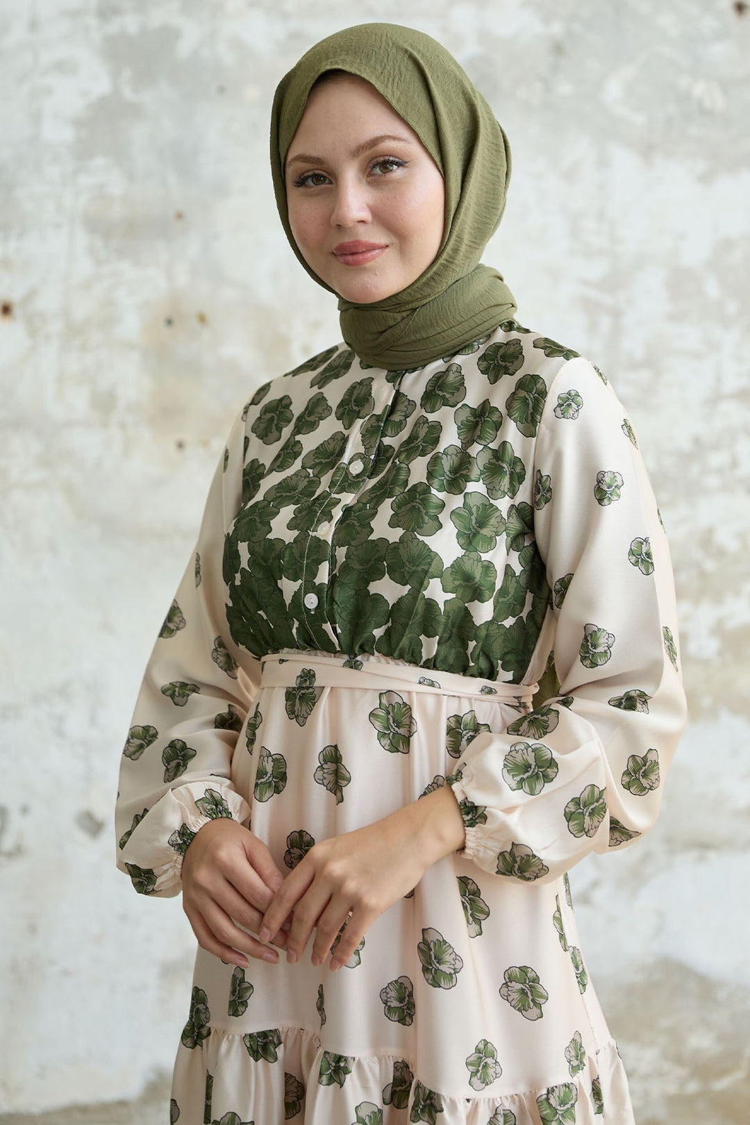 MDS Women Half-Buttoned Green Satin Dress - Hermosillo