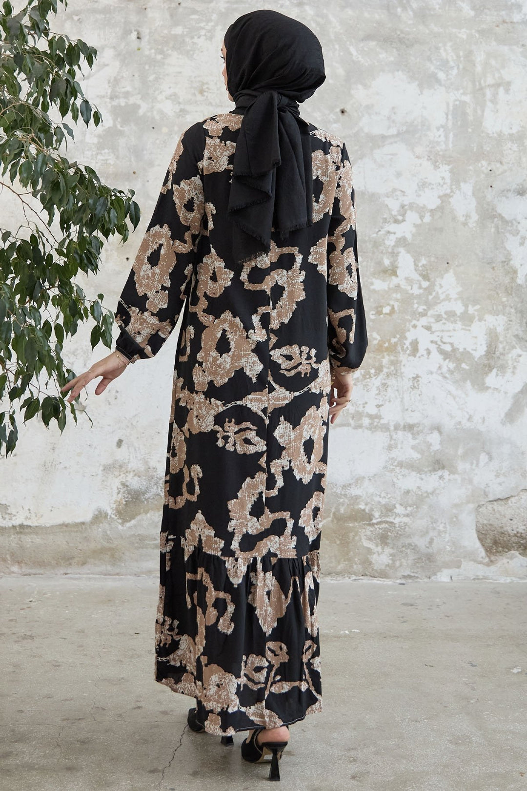 MDS Women Abstract Patterned Viscose Dress - Black - Thornton Heath