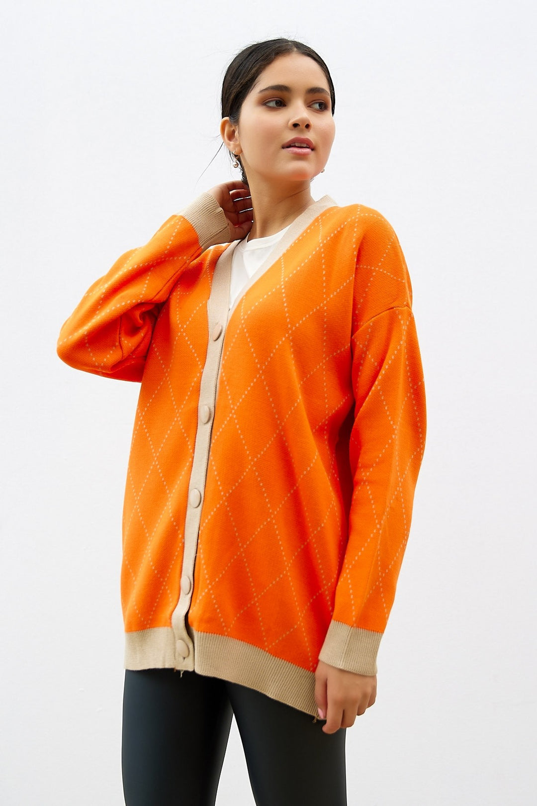 MDS Women Lovi Patterned Cardigan - Orange - Wedel