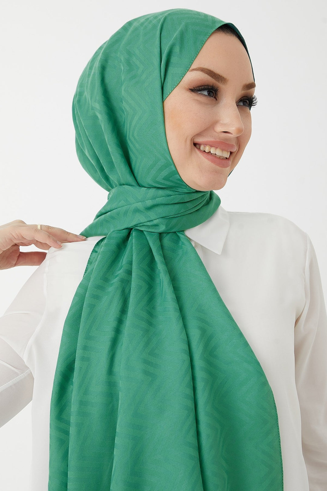 MDS Women Maiya Zigzag Cotton Jacquard Shawl - Turquoise - Zimapan