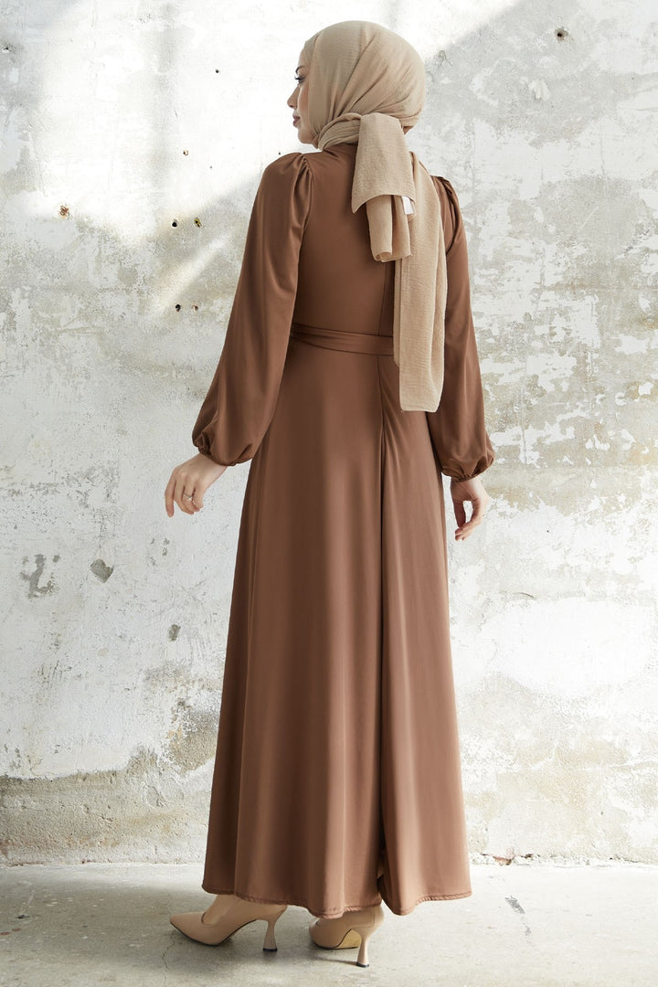 MDS Women Belted Scuba Dress - Tan - Torreón