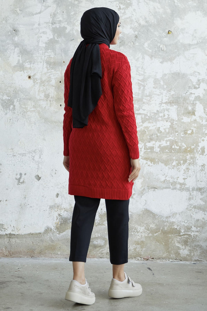 MDS Women Mosya Pocket Buttoned Knit Cardigan - Red - Bagnolet