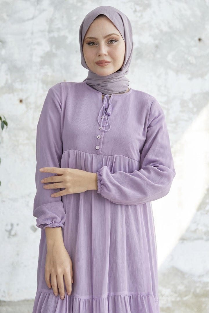 MDS Women Lace-Up Yoryo Chiffon Dress - Lilac - Sloviansk