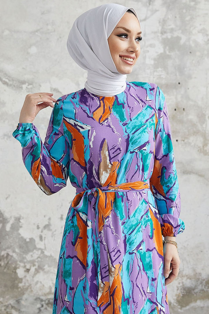 MDS Women Rabel Marbled Patterned Viscose Dress - Purple - Kaarst
