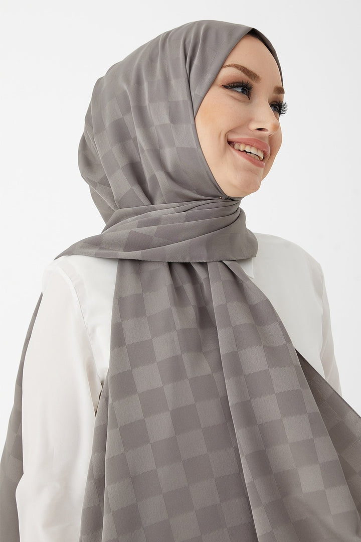 MDS Women Maura Lady Pattern Silky Jacquard Shawl - Dark Gray - Smethwick