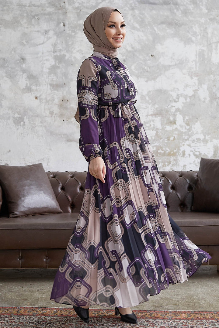 MDS Women Danny Girls' Belted Chiffon Dress - Purple - Gillingham