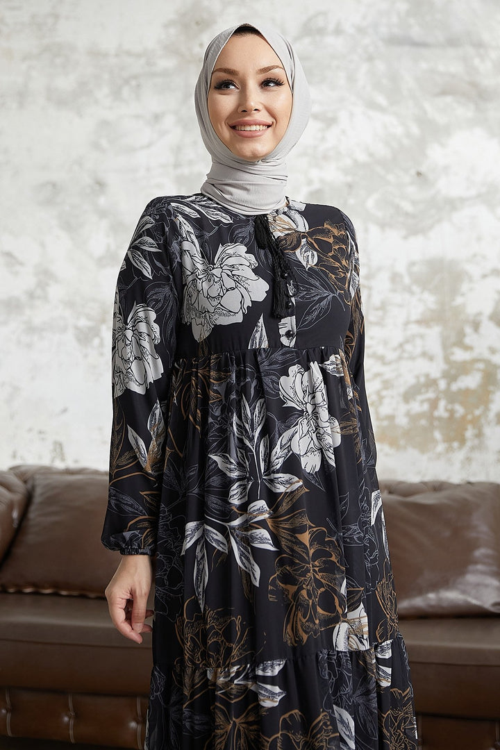 MDS Women Jalya Collar Buttoned Chiffon Dress - Black - Union City