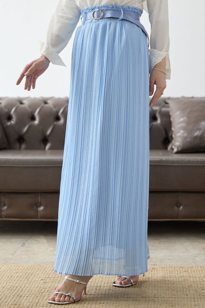 MDS Women Ruched Waist Chiffon Skirt - Baby Blue - Wolfenbüttel