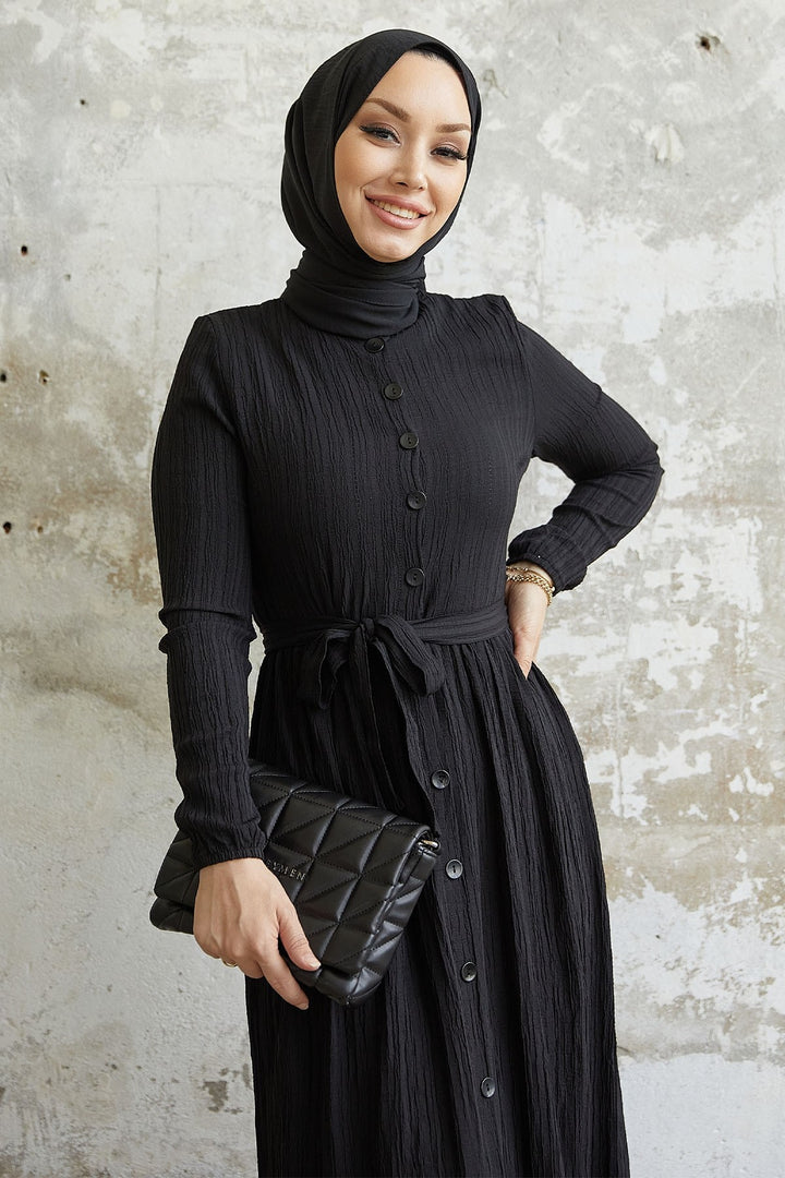 MDS Women Lemina Belted Dress - Black - Montauban