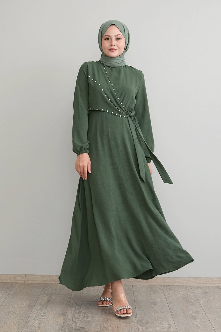 MDS Women Dress with Front Tied Pearl Robin Egg Blue Dress - Hoogvliet