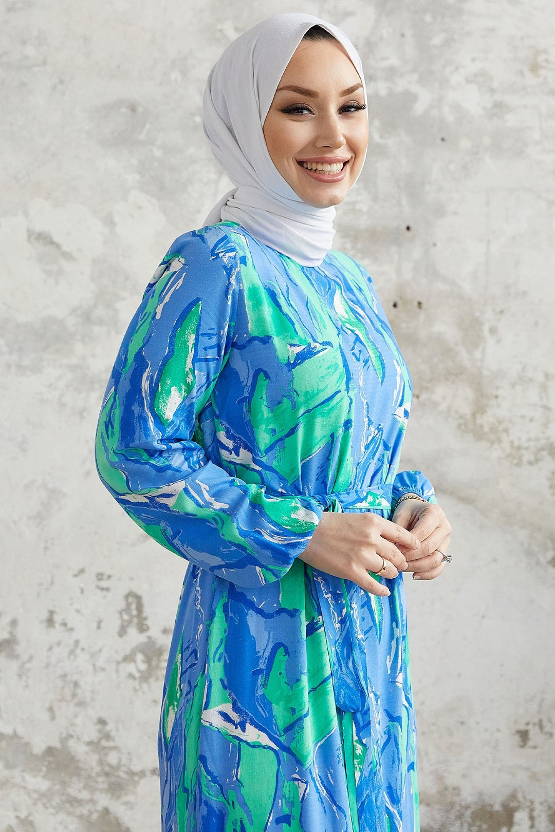MDS Women Rabel Marbled Patterned Viscose Dress - Blue - Portage
