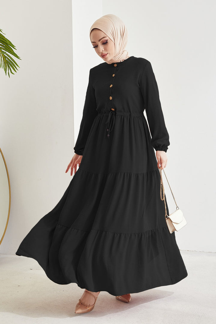 MDS Women Pamela Buttoned A-line Dress - Black - Alenquer