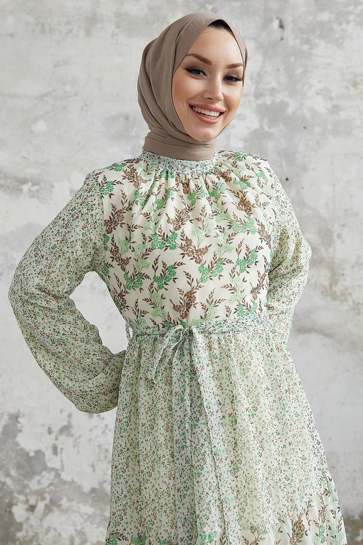 MDS Women Nessa Floral Belted Chiffon Dress - Green - Marcianise