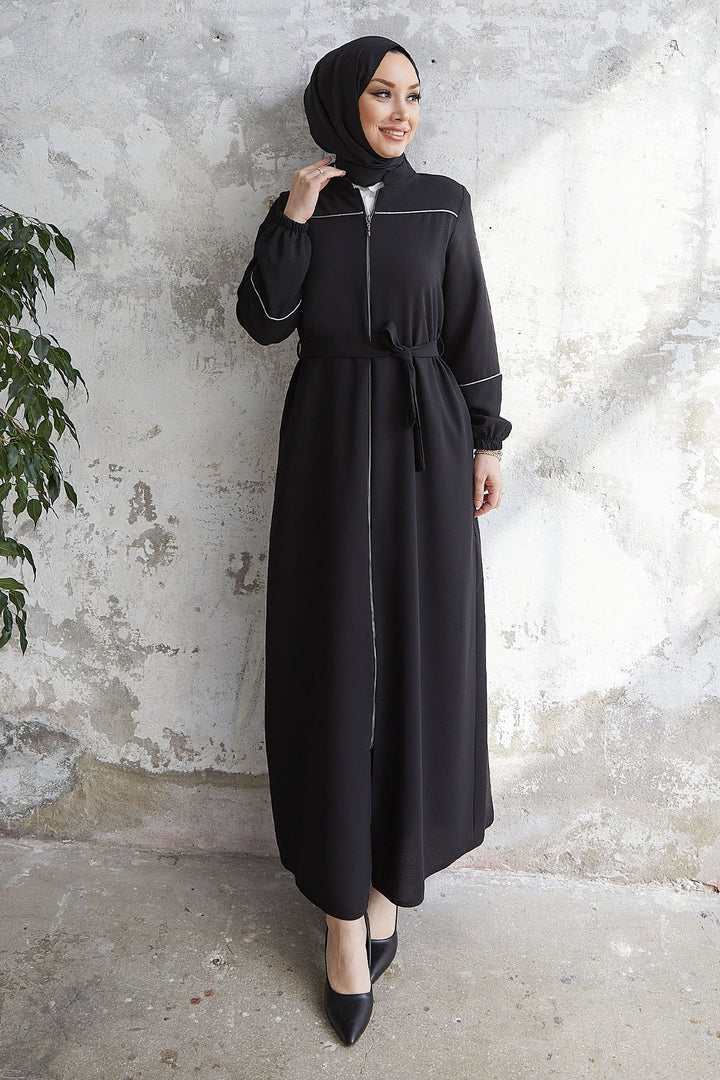 MDS Women Milena Belt Detail Belted Abaya - Black - Chalkída