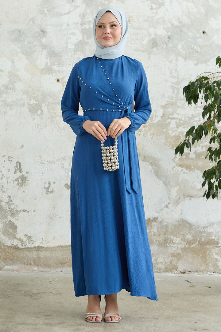 MDS Women Blue Robin Dress with Front Tie Detail - Saltillo