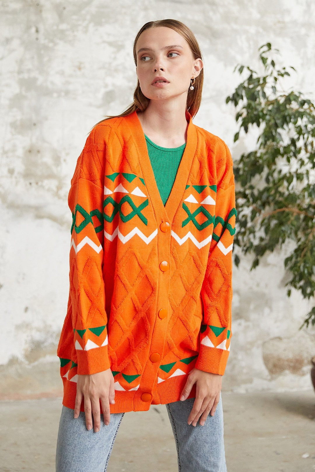 MDS Women Lady Knit Cardigan - Orange - Bila Tserkva